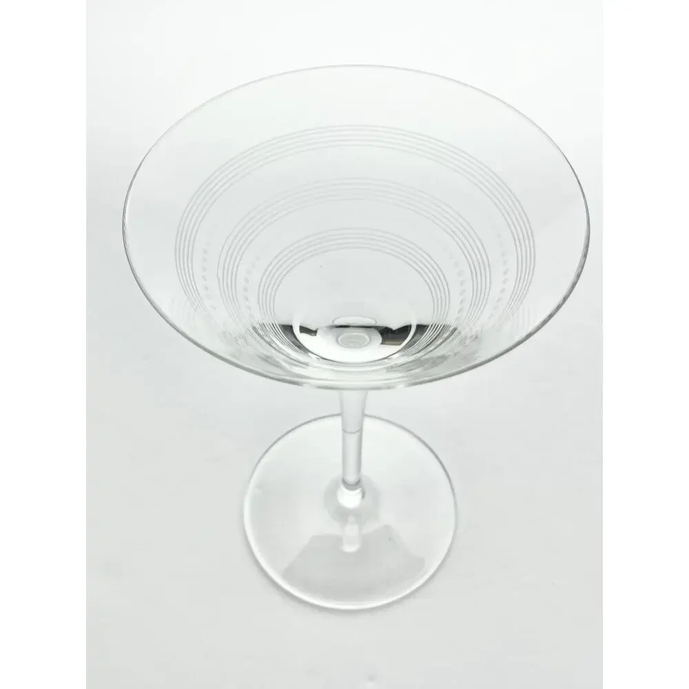 Contemporary Pair of Martini Glasses 6 3/4” 8oz Reached Banded Stripes & Dots
